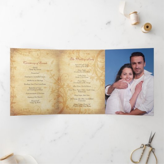 Herfst Herfst Maples Leaves Bruiloft Tri-Fold Prog Drieluik Programma (Binnen)