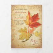 Herfst Herfst Maples Leaves Bruiloft Tri-Fold Prog Drieluik Programma (Cover)