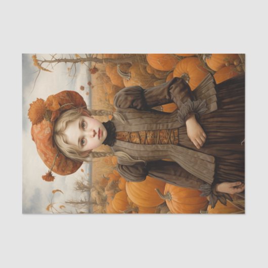 Herfst Herfst Meisje Pompoen Thanksgiving Decoupag Tissuepapier (Voorkant)