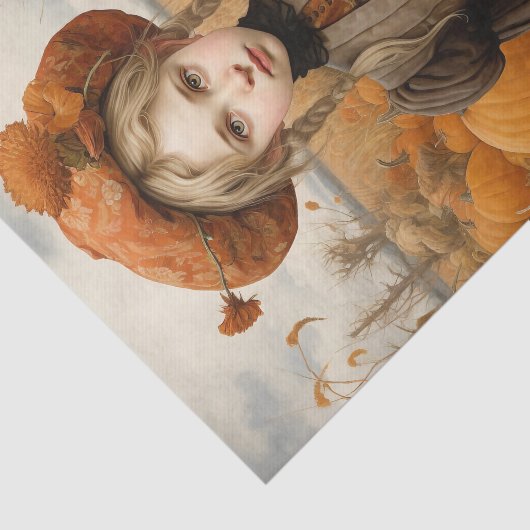 Herfst Herfst Meisje Pompoen Thanksgiving Decoupag Tissuepapier (Detail)