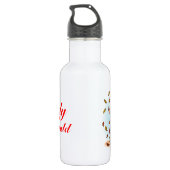 Herfst herfst meisje spelen met bladeren drinken f waterfles (Achterkant)