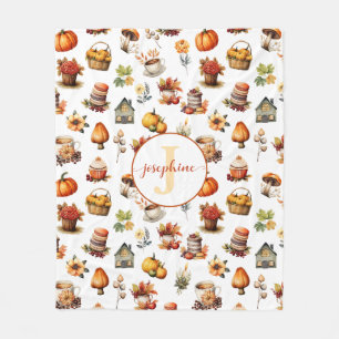 Herfst Herfst Monogram Naam Fleece Deken