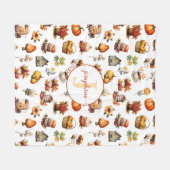 Herfst Herfst Monogram Naam Fleece Deken (Voorkant (Horizontaal))