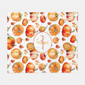 Herfst Herfst Monogram Naam Pompoenen Fleece Deken (Voorkant (Horizontaal))