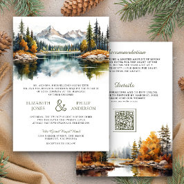 Herfst Herfst Mountain Forest Lake QR Code Bruilof Kaart