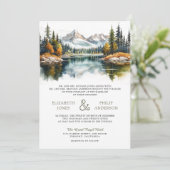 Herfst Herfst Mountain Forest Lake QR Code Bruilof Kaart (Staand voorkant)