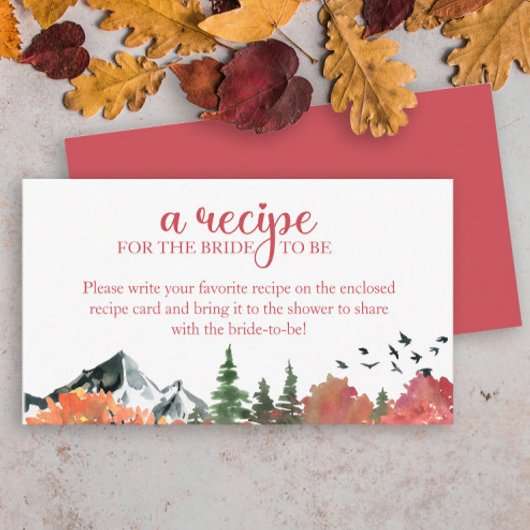 Herfst Herfst Mountain Forest Recept voor de bruid Informatiekaartje
