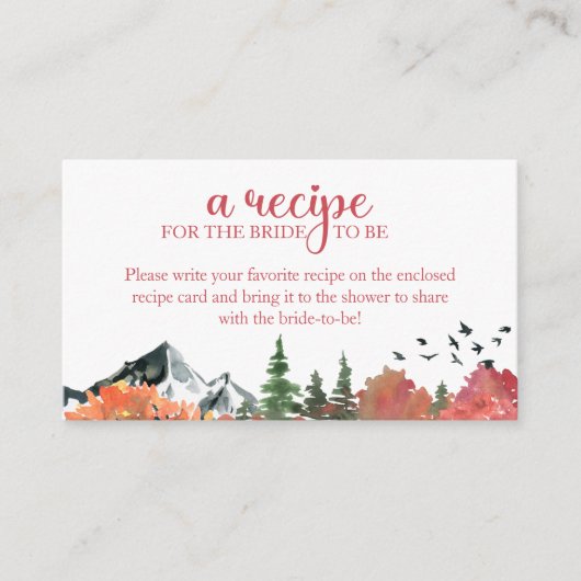 Herfst Herfst Mountain Forest Recept voor de bruid Informatiekaartje (Voorkant)