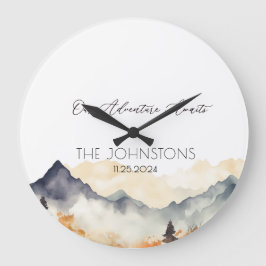 Herfst Herfst Neutraal Waterverf Mountain Paar Grote Klok