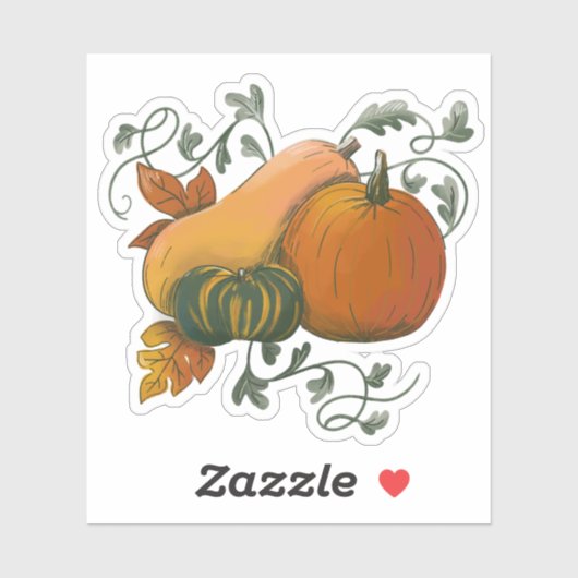 Herfst Herfst oogst pompoen kalebas illustratie Sticker (Vel)