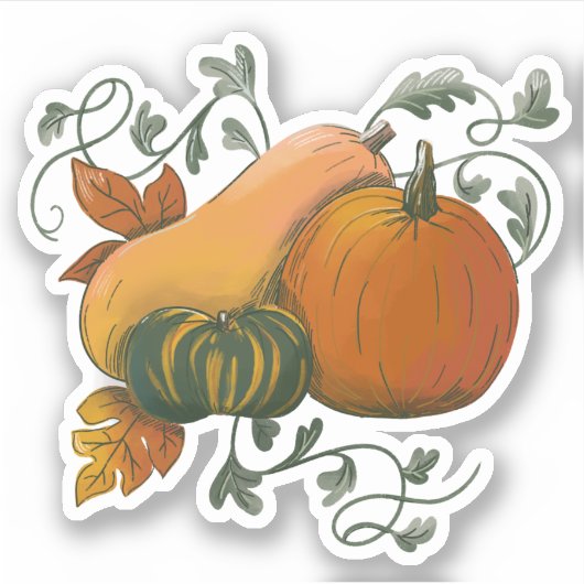 Herfst Herfst oogst pompoen kalebas illustratie Sticker (Voorkant)