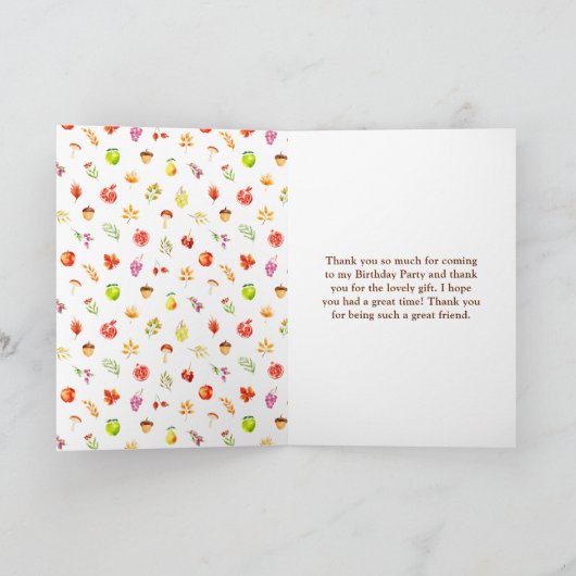 Herfst Herfst Oogst Verjaardagsfeest Bedankkaart (Binnen)