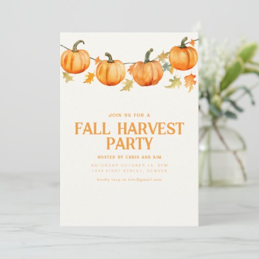 Herfst Herfst Oogstfeest Uitnodigen Kaart (Staand voorkant)