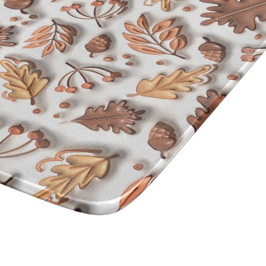 Herfst herfst opgeblazen bladeren eikel 3D modern Snijplank (Hoek)