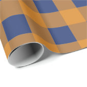 Herfst herfst Oranje blauw spelpatroon Cadeaupapier (Rol Hoek)