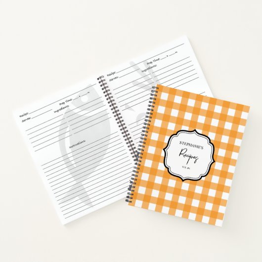 Herfst herfst Oranje speldenpatroon Recipbook Cook Notitieboek (Binnen)
