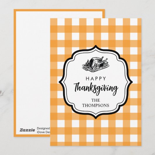 Herfst herfst Oranje Thanksgiving Pset Turkije Feestdagenkaart (Voorkant / Achterkant)