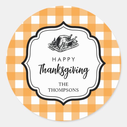 Herfst herfst Oranje Thanksgiving Pset Turkije Ronde Sticker (Voorkant)