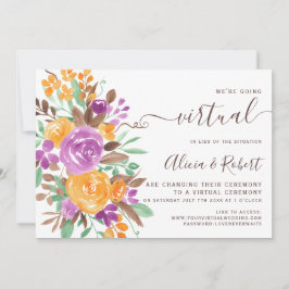 Herfst Herfst paarse oranje Bloemen Virtual Weddin Kaart