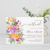Herfst Herfst paarse oranje Bloemen Virtual Weddin Kaart (Staand voorkant)