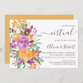 Herfst Herfst paarse oranje Bloemen Virtual Weddin Kaart (Voorkant / Achterkant)