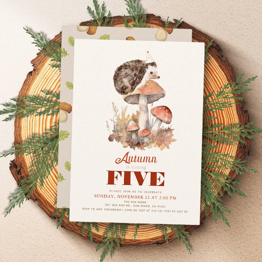 Herfst/Herfst Paddestoel Hedgehog Kids Verjaardag Kaart