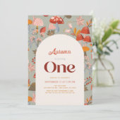 Herfst/Herfst Paddestoel Wildflower Sage 1e Verjaa Kaart (Staand voorkant)