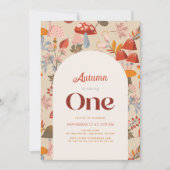 Herfst/Herfst Paddestoel Wildflower Tan 1e Verjaar Kaart (Voorkant)