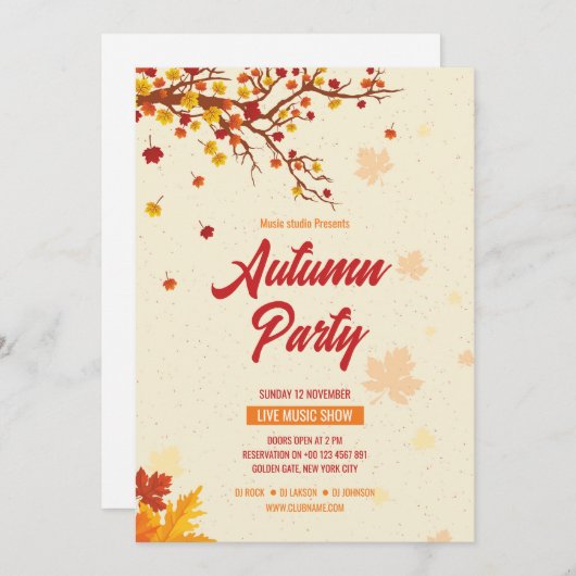 Herfst / Herfst Party flyer sjabloon Kaart (Voorkant / Achterkant)