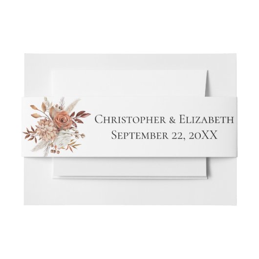 Herfst herfst perzikkleurig bruin bruiloft uitnodigingen wikkel (Voorkant Voorbeeld)