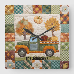 Herfst Herfst Pickup Truck Wall Clock Vierkante Klok