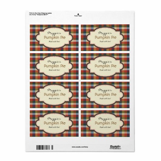 Herfst Herfst Plaid Baking Labels (Full Sheet)