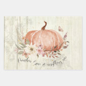 Herfst herfst pompoen bladeren rustieke hout decou inpakpapier vel (Voorkant 2)