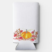 herfst Herfst pompoen bladeren Waterverf bruiloft Seltzer Blikjeskoeler (Achterkant)