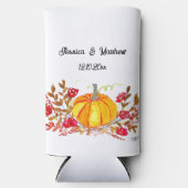 herfst Herfst pompoen bladeren Waterverf bruiloft Seltzer Blikjeskoeler (Voorkant)