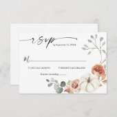 Herfst herfst pompoen bloemenbruiloft RSVP Kaart (Voorkant / Achterkant)