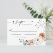 Herfst herfst pompoen bloemenbruiloft RSVP Kaart (Staand voorkant)