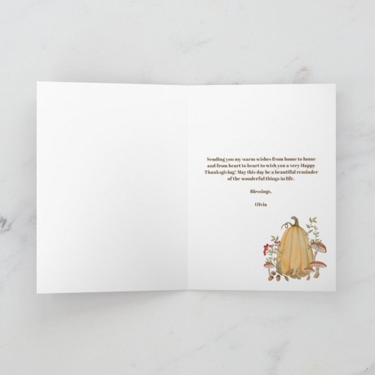 Herfst herfst pompoen bloemendankbare Thanksgiving Kaart (Binnen)