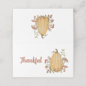 Herfst herfst pompoen bloemendankbare Thanksgiving Plaatskaartje (Buitenkant ongevouwen)