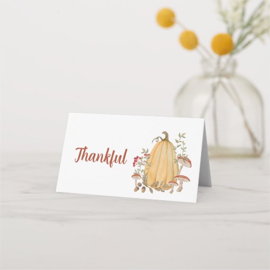 Herfst herfst pompoen bloemendankbare Thanksgiving Plaatskaartje (Voorkant)
