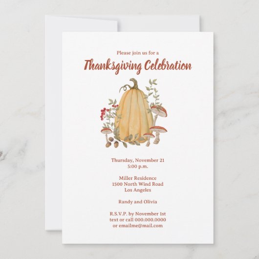 Herfst herfst pompoen bloemenThanksgiving Kaart (Achterkant)