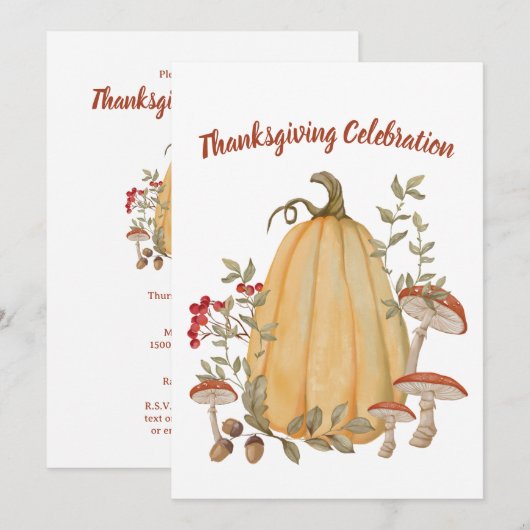 Herfst herfst pompoen bloemenThanksgiving Kaart (Voorkant / Achterkant)