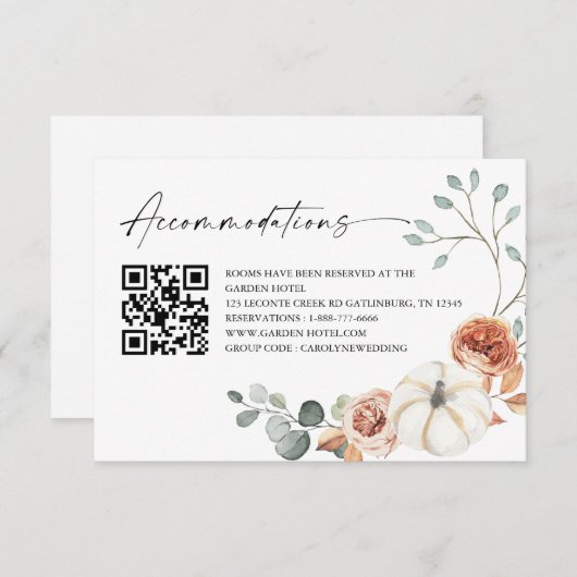 Herfst herfst pompoen bruiloft accommodaties QR co Informatiekaartje (Voorkant / Achterkant)