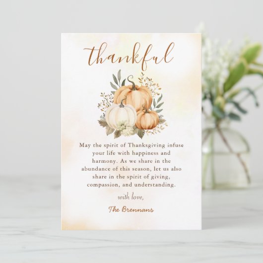 Herfst Herfst Pompoen Dankbare Thanksgiving Feestdagenkaart (Staand voorkant)