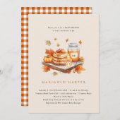 Herfst Herfst Pompoen en Pannenkoeken Baby Brunch Kaart (Voorkant / Achterkant)