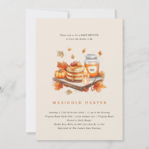 Herfst Herfst Pompoen en Pannenkoeken Baby Brunch Kaart