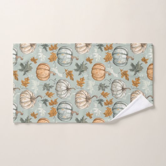 Herfst Herfst Pompoen Handdoek Set 3 Blauwgroen (Handdoek)