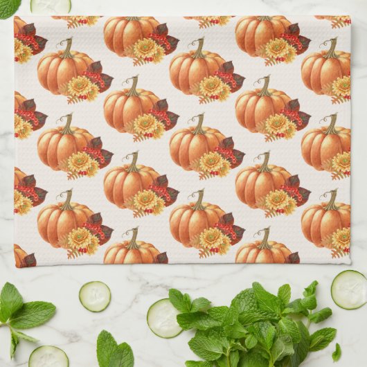 Herfst Herfst Pompoen Keuken Handdoek (Gevouwen)