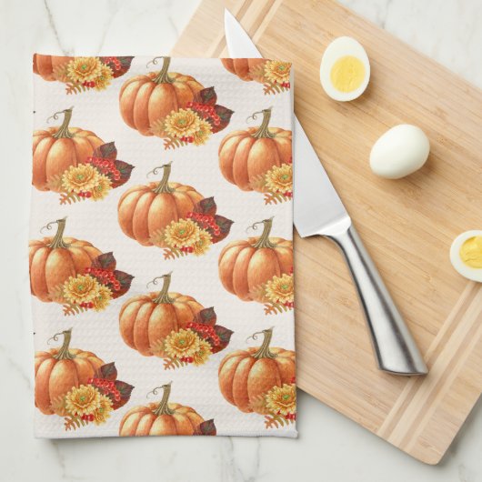 Herfst Herfst Pompoen Keuken Handdoek (Quarter Fold)