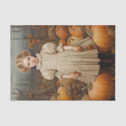 Herfst Herfst Pompoen Meisje Thanksgiving Decoupag Tissuepapier (Voorkant)